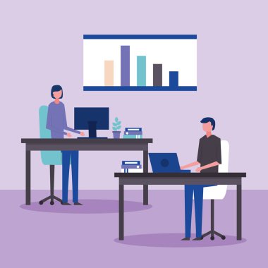 insanlar iş ofisleri mans çalışma ilerleme istatistik vektör çizim