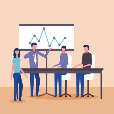 insanlar iş office ilerleme dairesel diyagramı iş vektör çizim sunulması