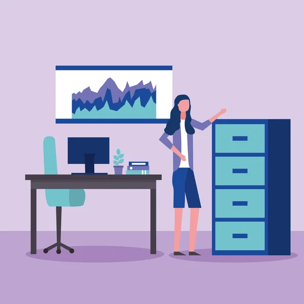 business office board statistics desk vector ilustration