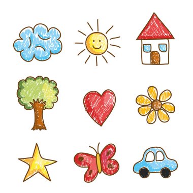 manzara doodle çizim Icons set