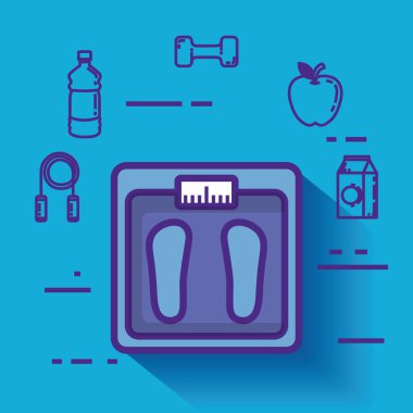 sağlıklı yaşam simgeler vektör çizim tasarım ile ölçeklendirme