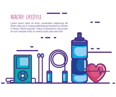 sağlıklı ve fitness lifestyle icons set