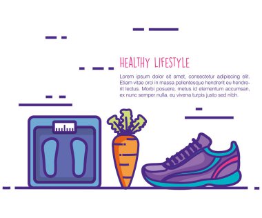 sağlıklı ve fitness lifestyle icons set