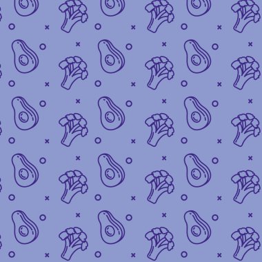 taze avokado ve brokoli desen