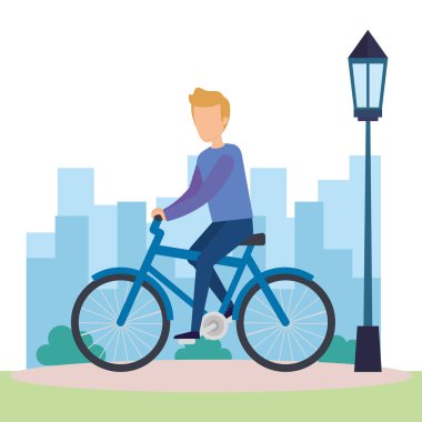 Genç adam bisiklet karakter