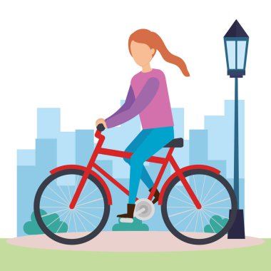 Bisiklet karakteri genç kadın