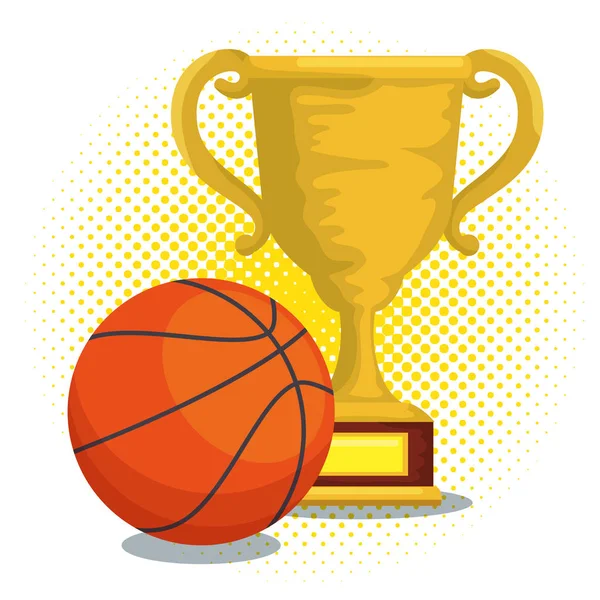 Sportpokalsieger mit Basketball — Stockvektor