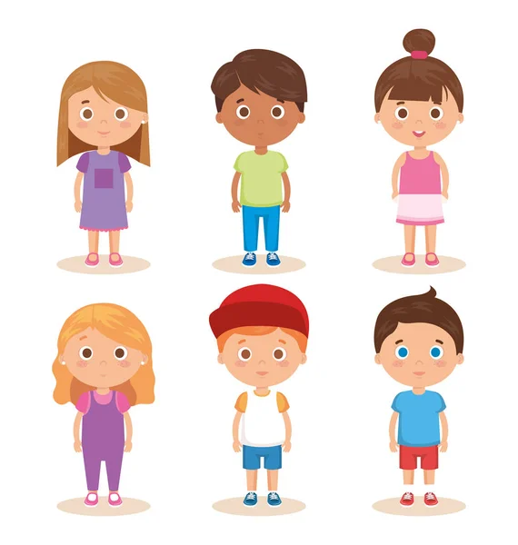 Grupo de niños pequeños personajes — Archivo Imágenes Vectoriales