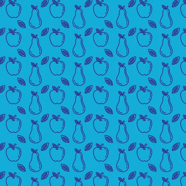 Frische Äpfel und Birnen Muster — Stockvektor