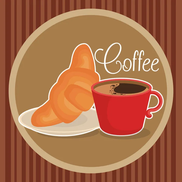 Xícara de café delicioso com croissant — Vetor de Stock