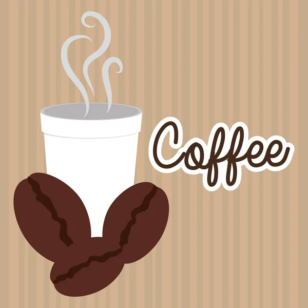Délicieux café en plastique tasse et grains — Image vectorielle