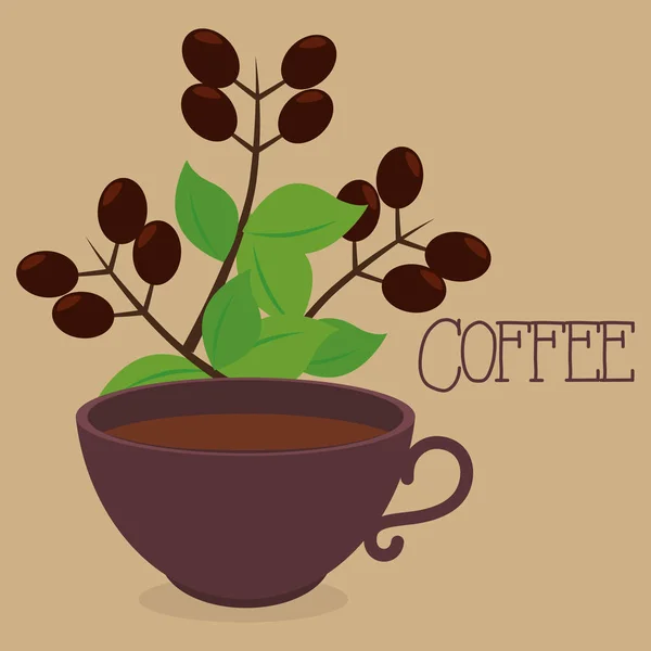 Deliziosa tazza di caffè con pianta — Vettoriale Stock