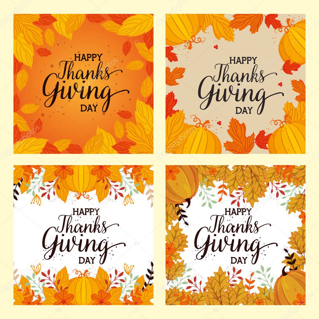 happy thanks giving cards with floral decoration