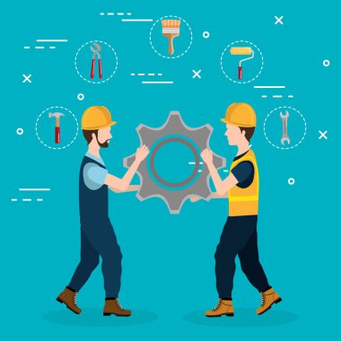 İnşaat ekipmanları üreticileri karakterlerle