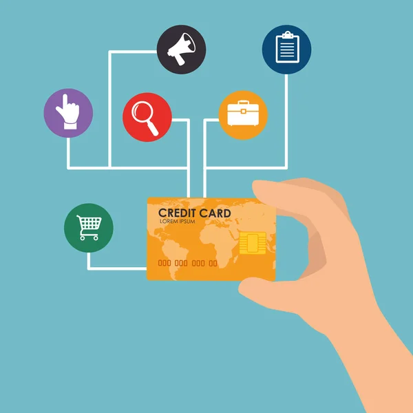 Comprar on-line com cartão de crédito — Vetor de Stock