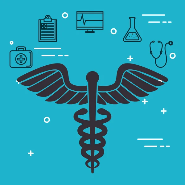 Symbole de pharmacie avec des icônes de soins médicaux — Image vectorielle