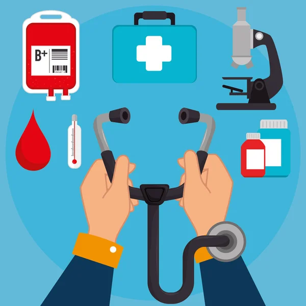 Stetoskop z medical ikony opieki zdrowotnej — Wektor stockowy