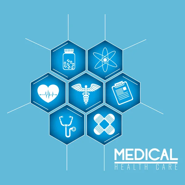 Pharmacy symbol with medical healthcare icons — Stock Vector