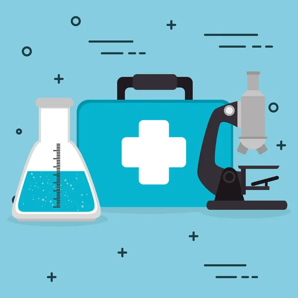 Kit médical avec icônes de soins médicaux — Image vectorielle