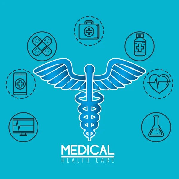 Pharmacy symbol with medical healthcare icons — Stock Vector