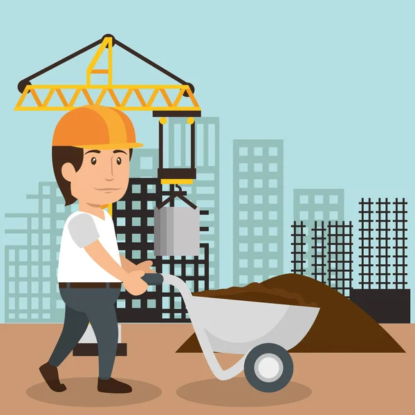 Hombre constructor carácter trabajo — Vector de stock