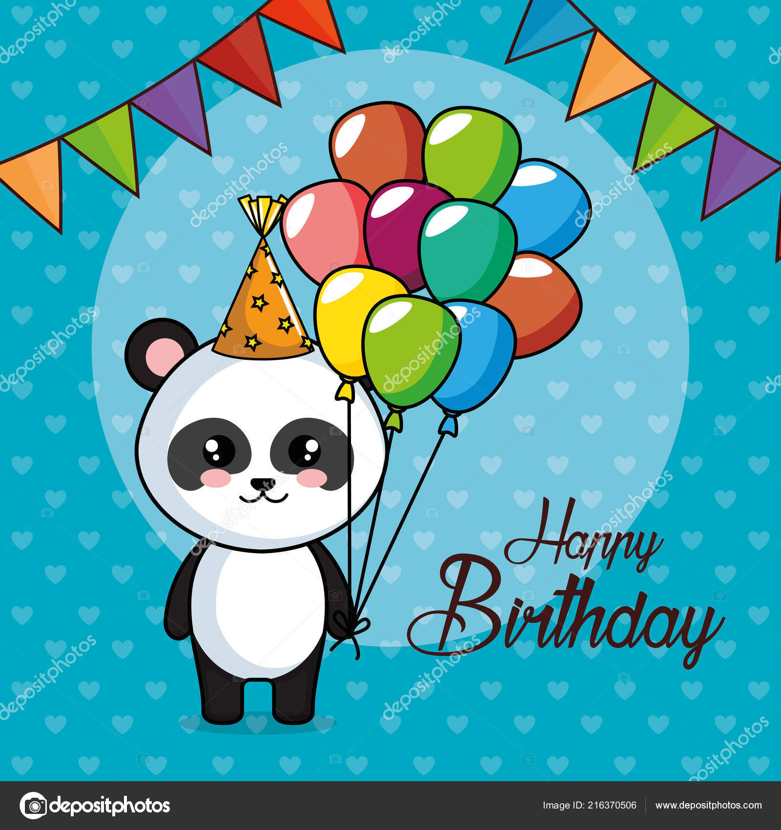 Download happy birthday card with panda bear — Stock Vector ...