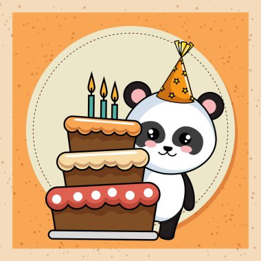 mutlu Doğum günü kartı ile ayı panda