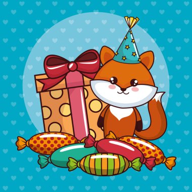 mutlu Doğum günü kartı şirin fox ile