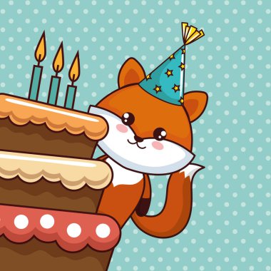 mutlu Doğum günü kartı şirin fox ile