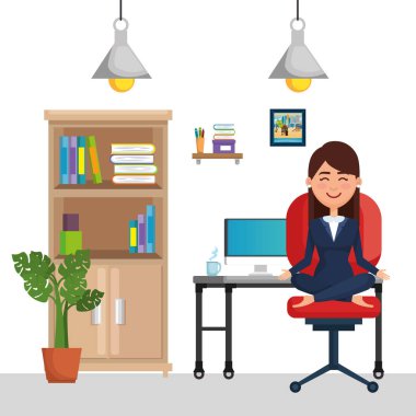 Ofis Sandalye Yoga pratik iş kadını