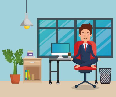 Ofis Sandalye Yoga pratik iş adamı