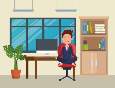 Ofis Sandalye Yoga pratik iş adamı