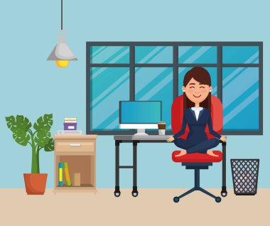 Ofis Sandalye Yoga pratik iş kadını