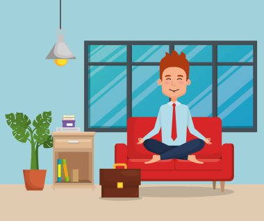 kanepede Yoga pratik iş adamı