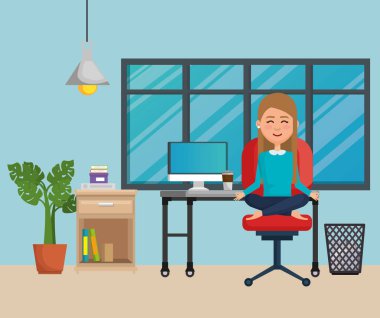 Ofis Sandalye Yoga pratik iş kadını