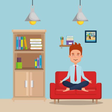 kanepede Yoga pratik iş adamı