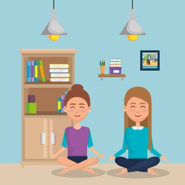 Genç kızlar pratik Yoga