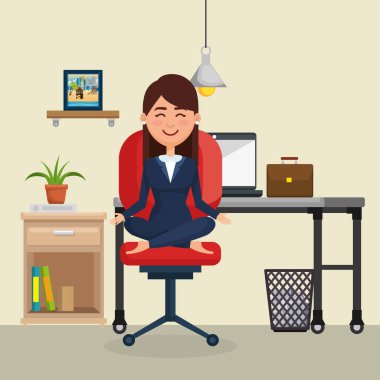 Ofis Sandalye Yoga pratik iş kadını
