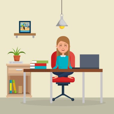 Ofis Sandalye Yoga pratik iş kadını