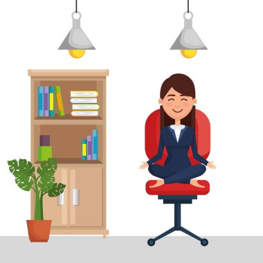 Ofis Sandalye Yoga pratik iş kadını