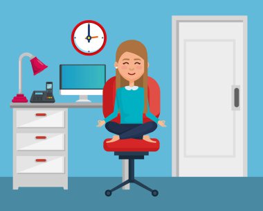 Ofis Sandalye Yoga pratik iş kadını