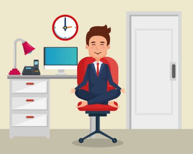 Ofis Sandalye Yoga pratik iş adamı