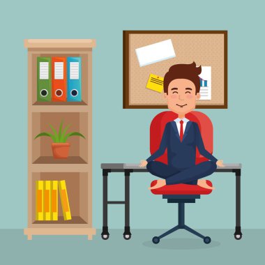 Ofis Sandalye Yoga pratik iş adamı