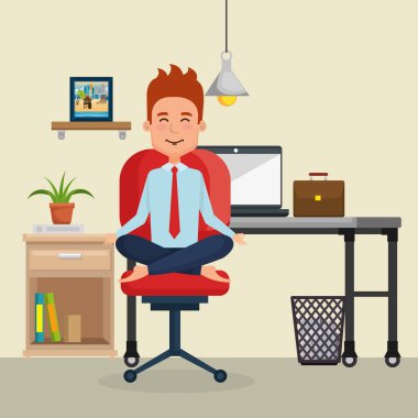 Ofis Sandalye Yoga pratik iş adamı