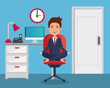 Ofis Sandalye Yoga pratik iş adamı
