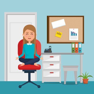 Ofis Sandalye Yoga pratik iş kadını