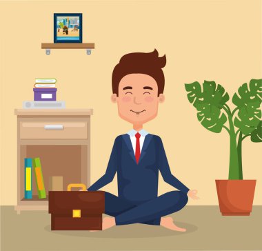 Yoga yapan genç adam.