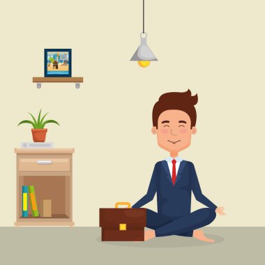 Yoga yapan genç adam.