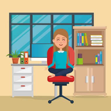 Ofis Sandalye Yoga pratik iş kadını