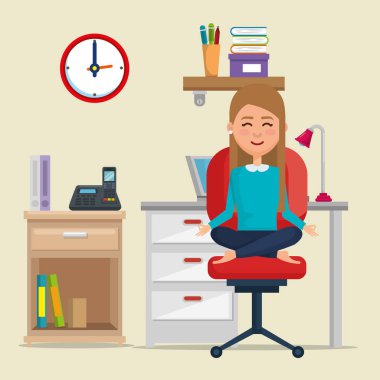 Ofis Sandalye Yoga pratik iş kadını